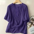 thumbnail image 1 of Women's Short Sleeve Embroidered Blouse Loose Fit Casual Round Neck Lightweight Tunic Top Comfortable Long/Short Sleeve Tee Shirts for Men Beach Tops Casual Shirt, 1 of 3