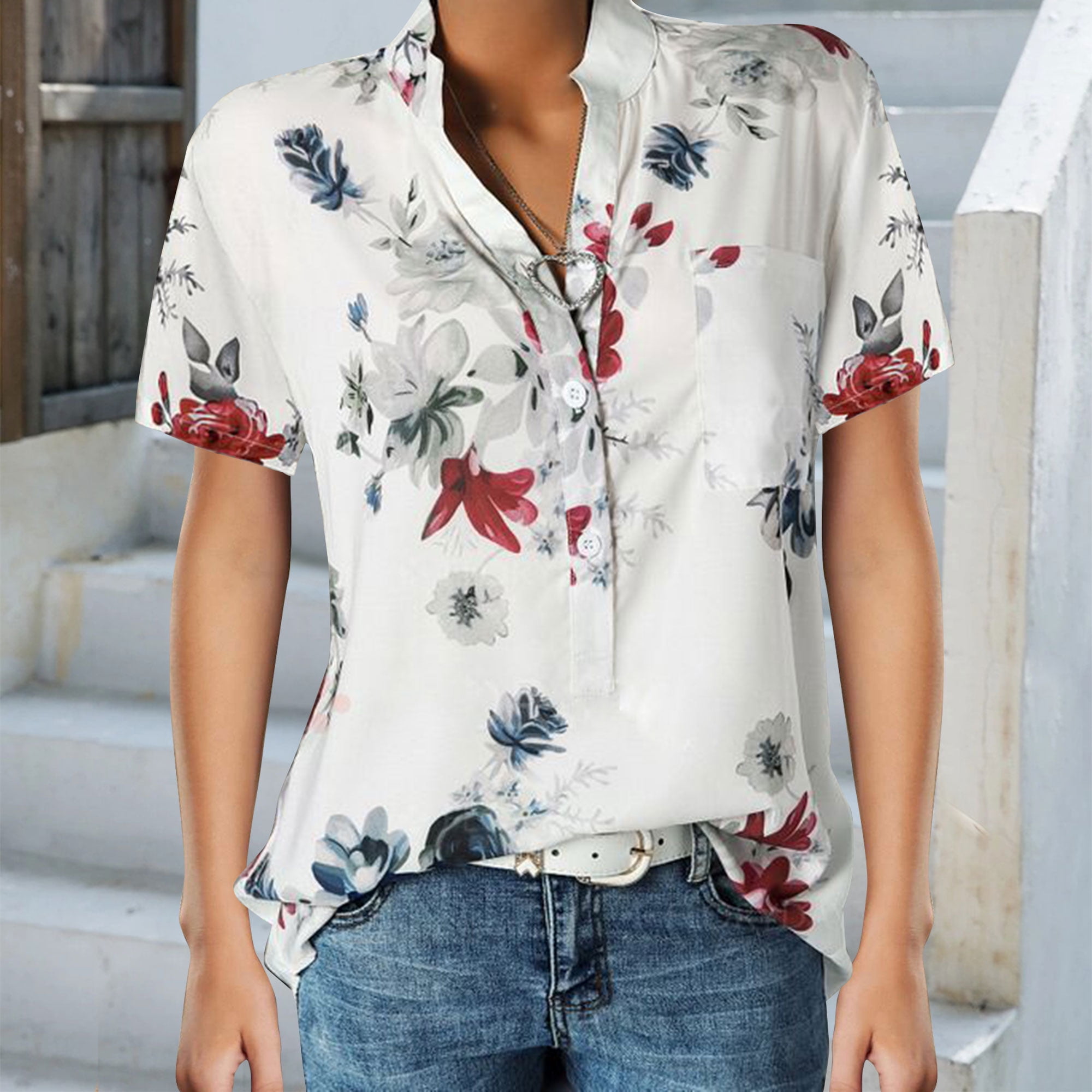 Loose Casual Floral Comfortable Tunic Shirt main image 1