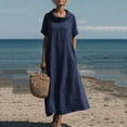 thumbnail image 1 of Women's Short Sleeve Flowy Long Sundress Spaghetti Strap Summer Dress, 1 of 9