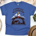 thumbnail image 1 of Women's Short Sleeve Graphic T-Shirt, O Come Let Us Adore Him Nativity Scene Tee, Royal, Size 4XL, 1 of 5