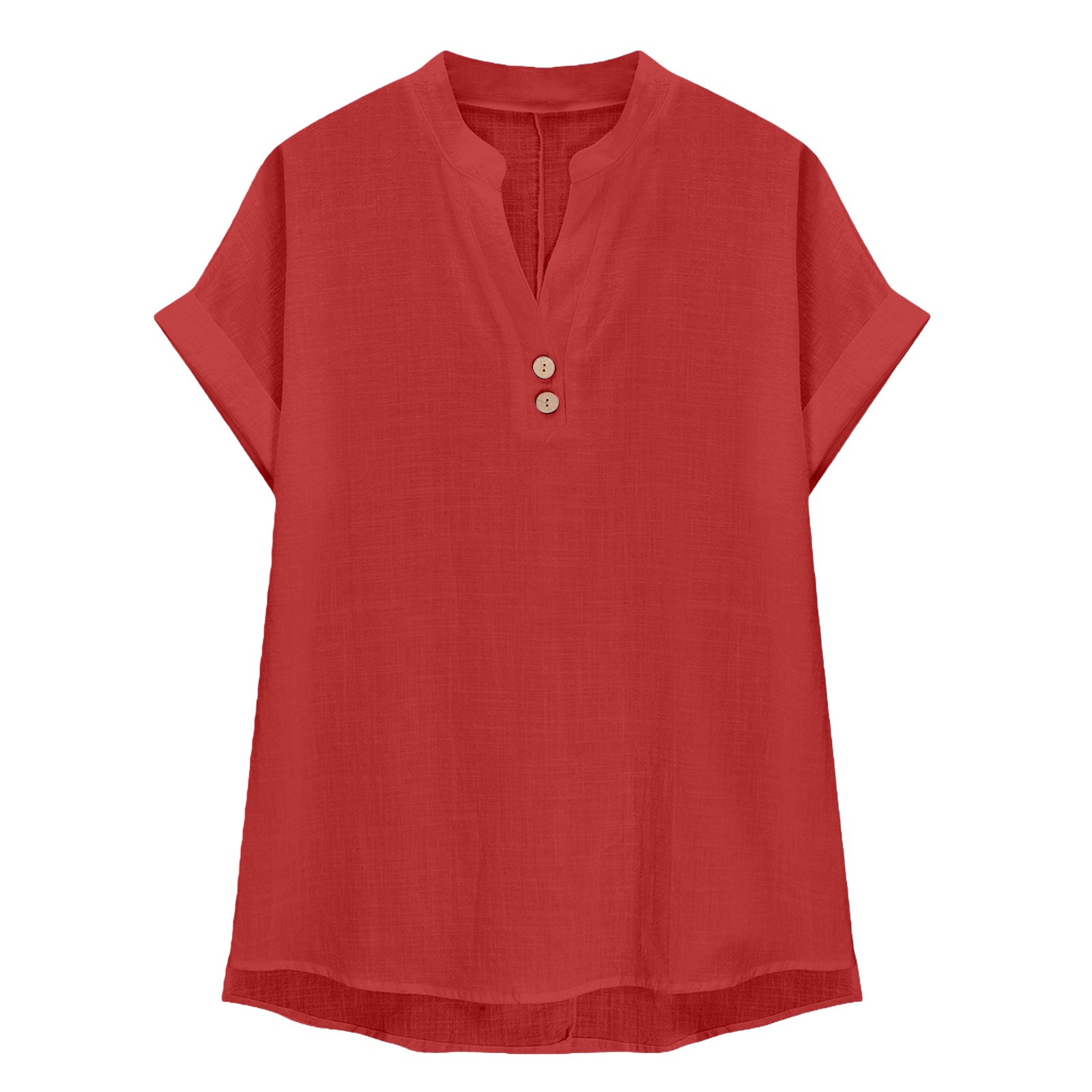 Women's Short Sleeve Henley Tops Work Tops Roll Up Short Sleeve Blouses ...