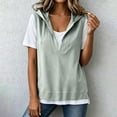 thumbnail image 1 of Women's Short Sleeve Hooded Patchwork V-Neck Loose Casual Blouse Pullover Tops Green Heavy Fleece Hoodie Women XL, 1 of 7
