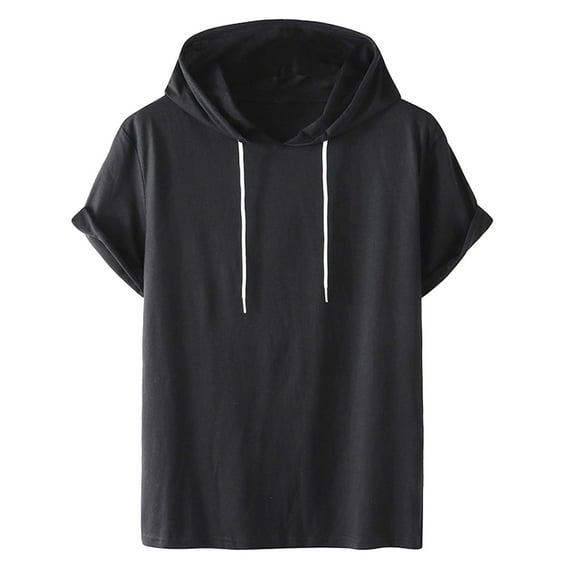 Women's Short Sleeve Hooded Sweatshirt - Drawstring Pullover, Solid Color, Fashionable & Casual (Size S-XXL)