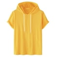 thumbnail image 1 of Women's Short Sleeve Hooded Sweatshirt - Drawstring Pullover, Solid Color, Fashionable & Casual (Size S-XXL), 1 of 4