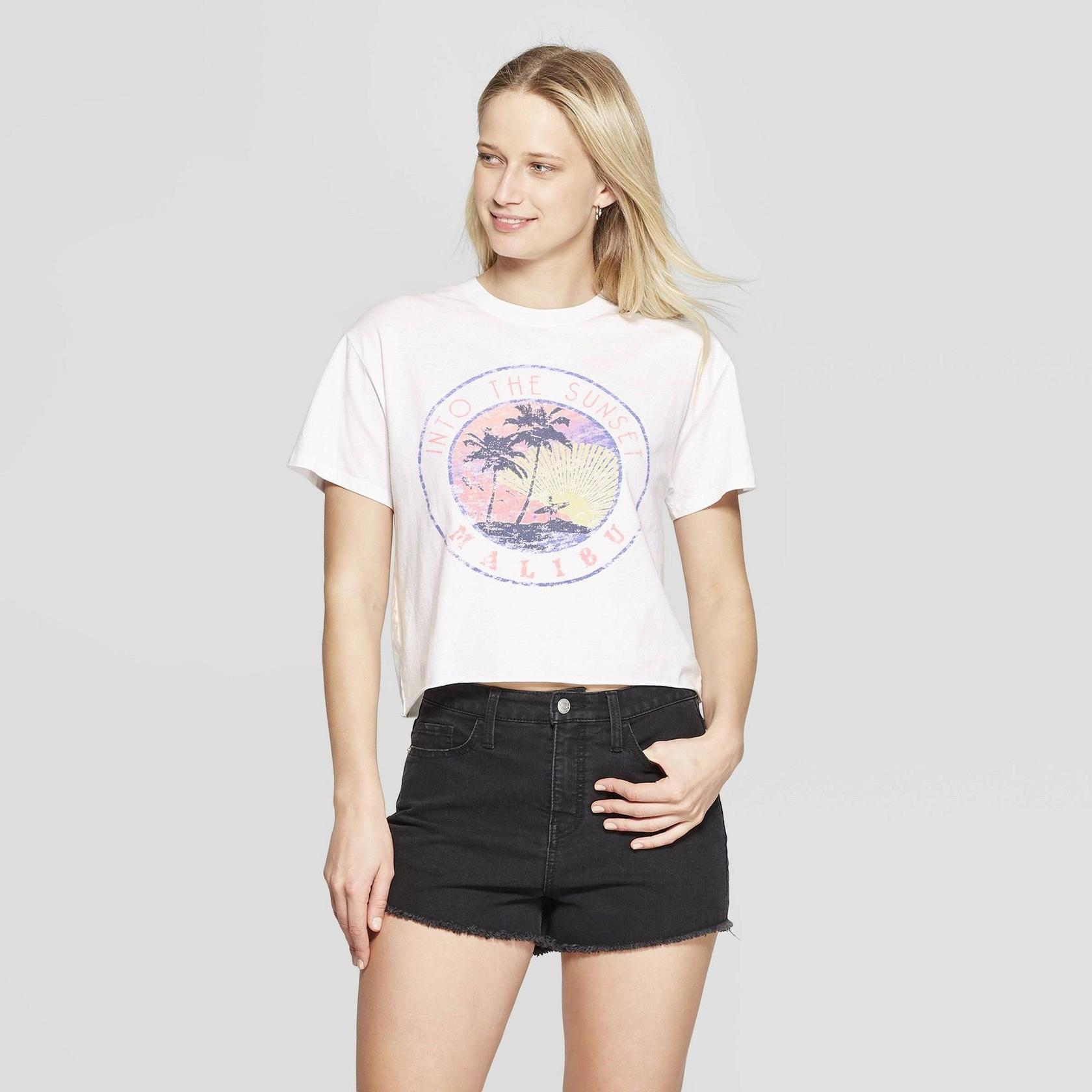 Women's Short Sleeve Into the Sunset Cropped T-Shirt Grayson Threads Juniors' M