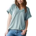 thumbnail image 1 of Women's Short Sleeve Knit Top Green XL, 1 of 6