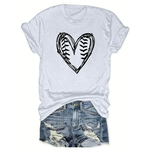 Women's Short Sleeve Loose Fit Flowy Tunic Tops Dressy Casual Tops Basic Tees for Sports Baseball Graphic Tops Vintage Summer Clothes for Teen Girls Round Neck Blouse Fashion 2024 White T Shirts L