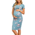 thumbnail image 1 of Women's Short Sleeve Maternity Dress Clothes Ruched Pregnancy Bodycon Dress, 1 of 7