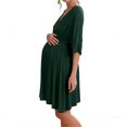 thumbnail image 1 of Women's Short Sleeve Maternity Dress Pregnant Modal Loose Fit Casual V Neck Flowy Breastfeeding Nightgown Summer Mini Dresses Green S, 1 of 4