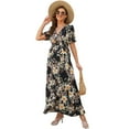 thumbnail image 1 of Women's Short Sleeve Maternity Dress Summer Floral V-Neck Ruffle Maxi Dress, 1 of 5