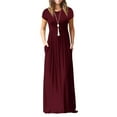 thumbnail image 1 of Women's Short Sleeve Maxi Dresses Casual Empire Waist Long Dress with Pockets, 1 of 7