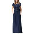 thumbnail image 1 of Women's Short Sleeve Maxi Dresses Casual Empire Waist Long Dress with Pockets, 1 of 7