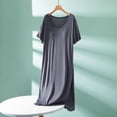 thumbnail image 1 of Women's Short Sleeve Maxi Nightgown Ruffled Soft Loose Fitting Pajamas Dress with Chest Pad Loungewear Sleepshirts Gray One Size, 1 of 5