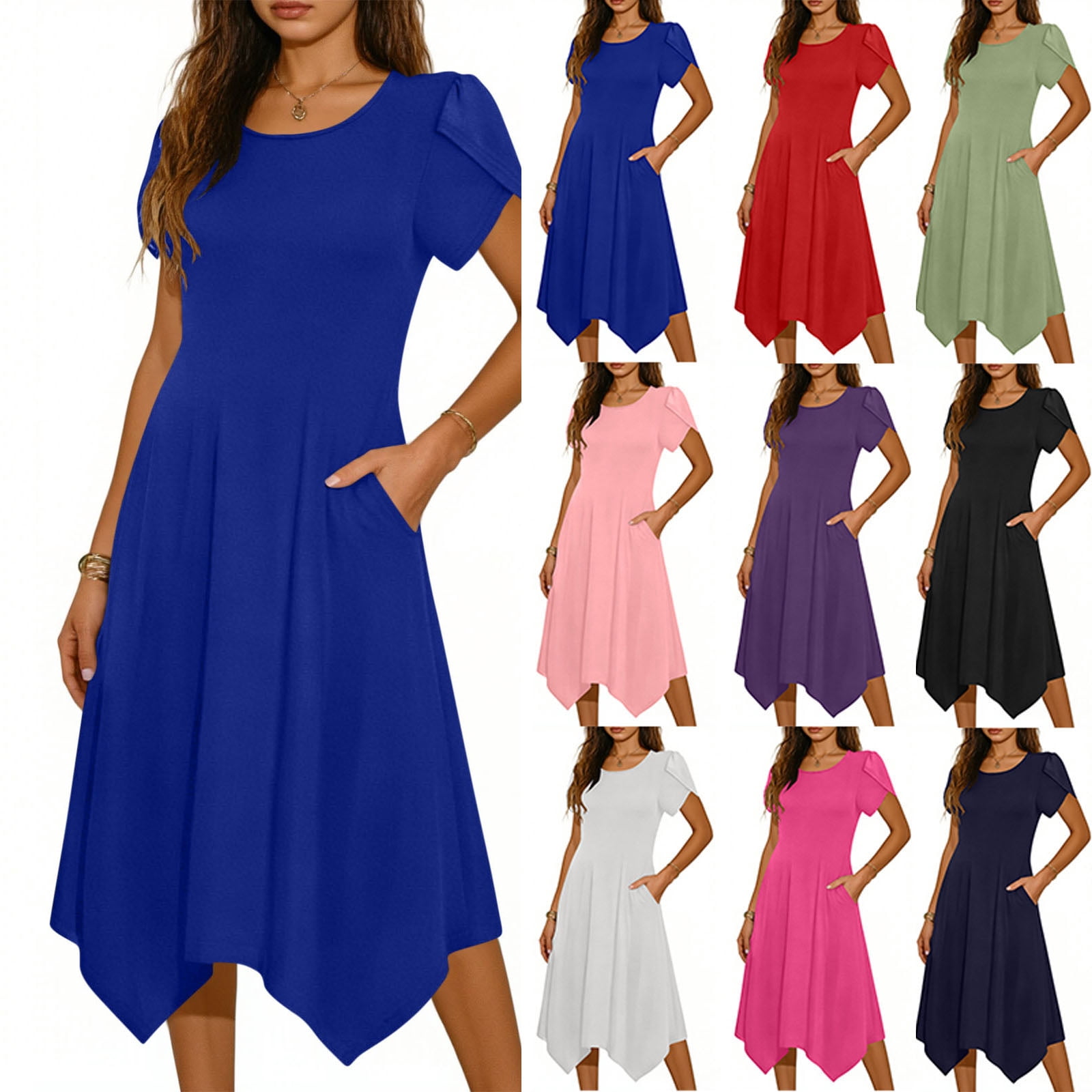 casual handkerchief dress Amazon.com: Summer Dresses for Women 2025 Floral Midi Dresses Casual  Handkerchief Hem A Line V Neck T Shirt Sleeveless Knee Length Dress Preppy  Wedding Guest Flowy Tank Dress Midi Cute Sundresses Cruise