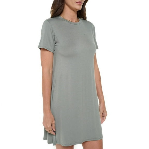 Women's Short Sleeve Midi T-Shirt Dress, Casual Loose Swing Tunic Dress, Summer 2024(Green Medium Size)