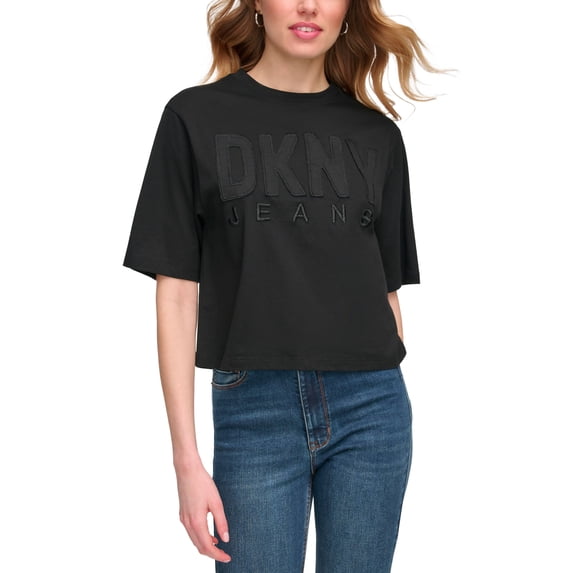 Women's Short Sleeve Monochrome Logo Appliqu� T-Shirt Black M