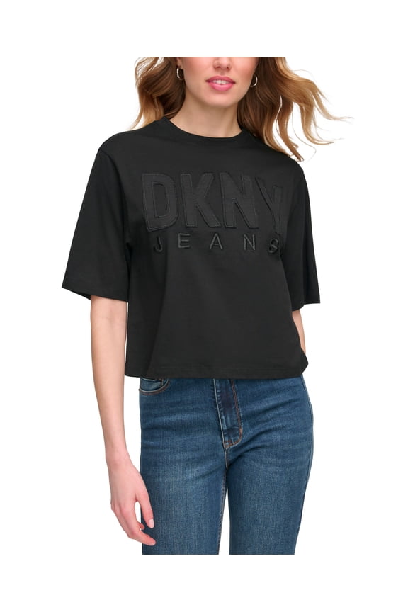 Women's Short Sleeve Monochrome Logo Appliqu� T-Shirt Black XL