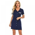 thumbnail image 1 of Women's Short Sleeve Nightgown, Front Button Down Nightdress Sleepwear Classical Sleep Shirt Dress, 1 of 6