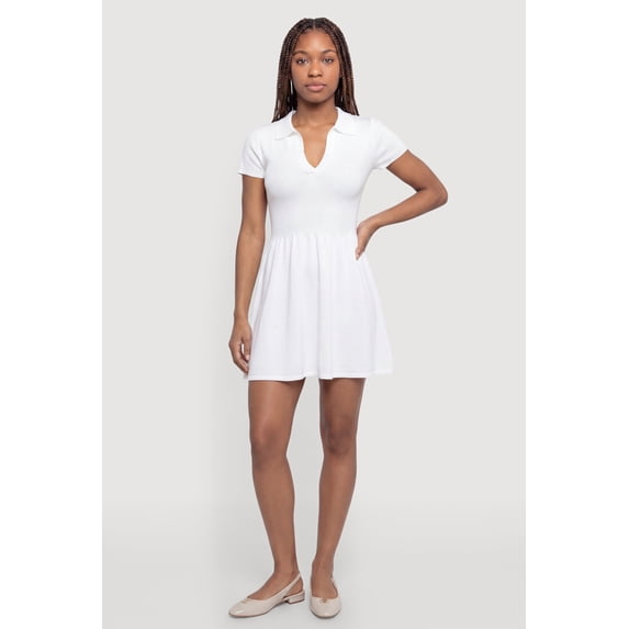 Women's Short Sleeve Notch Neck Mini Dress