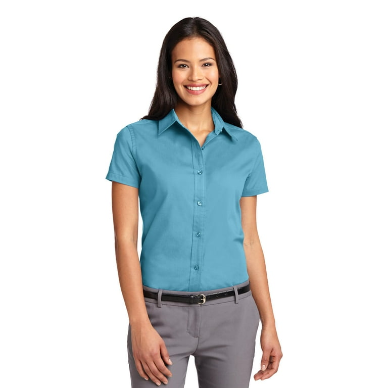 Women's Short Sleeve Open Collar Easy Care Shirt L508
