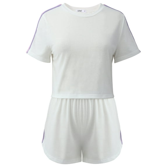 Women's Short Sleeve Pajama Set Classic-Fit Sleepwear PJS Cute Print Round Neck Tee and Shorts With Pockets Summer Sleepwear Pjs Sets S-XXL