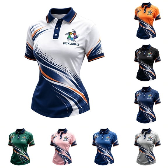 Women's Short Sleeve Pickleball Shirts Collared Tennis Golf Polo Shirts Quick Dry Breathable Athletic Workout Tee Tops