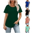 thumbnail image 1 of Women’s Short Sleeve Pleated T Shirts Dressy Casual Neck Summer Tops Blouses, 1 of 8
