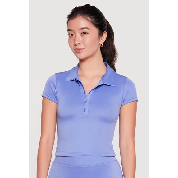 Women's Short Sleeve Polo Crop Top
