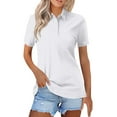 thumbnail image 1 of Women’s Short Sleeve Polo Shirt Classic Collared Solid Color Casual Loose Fit Tops for Summer, Lightweight Soft Cotton Blend, 1 of 4