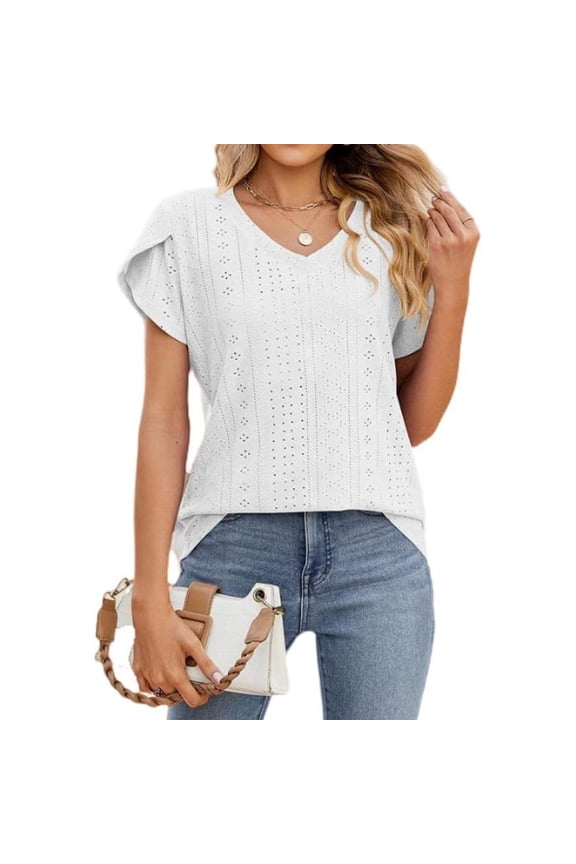 Women's Short Sleeve Pullover Blouses Satin Silk Shirts Casual Loose Elegant Work Tunic Tops ,Green - S