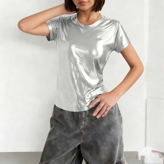 Women's Short Sleeve Round Neck Basic Tee for Spring and Summer