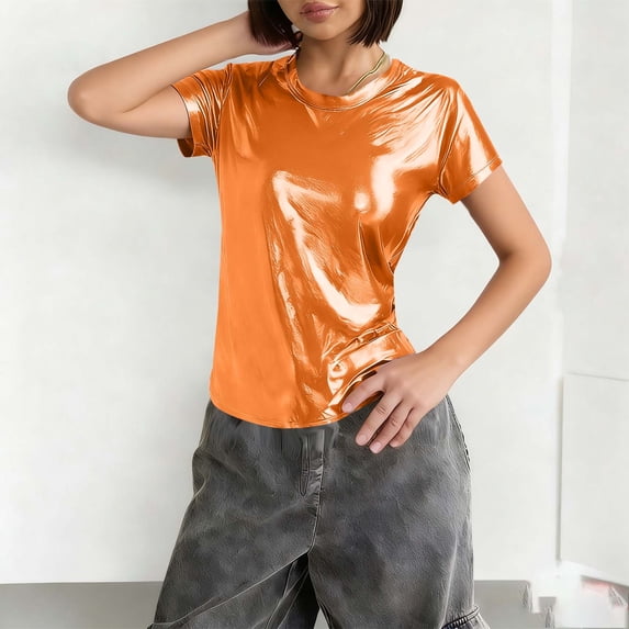 Women's Short Sleeve Round Neck Basic Tee for Spring and Summer