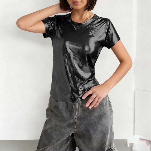 Women's Short Sleeve Round Neck Basic Tee for Spring and Summer