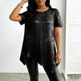thumbnail image 1 of Women's Short Sleeve Round Neck Pullover T-Shirt Casual Solid Color Fashion Top, 1 of 5