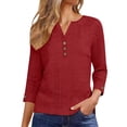 thumbnail image 1 of Women's Short Sleeve Round Neck T-Shirt Front Pocket Linen Cotton Solid Tops Casual Spring Summer Daily Home Wear, 1 of 6