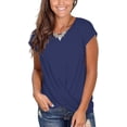 thumbnail image 1 of Women's Short Sleeve Round Neck T Shirt Front Twist Tunic Tops Casual Loose Fitted, 1 of 10