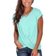 thumbnail image 1 of Women's Short Sleeve Round Neck T Shirt Front Twist Tunic Tops Casual Loose Fitted, 1 of 10