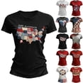 thumbnail image 1 of Women's Short Sleeve Round Neck T-Shirt with AMERICA 250th Anniversary Graphic Print, Casual Independence Day Top for Patriotic Celebrations White L, 1 of 4