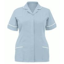 Women's Short Sleeve Scrub Tops Button Down Scrubs Top for Women Housekeeping Uniform Shirts Nurse T Shirt Top