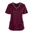 thumbnail image 1 of Women's Short Sleeve Scrub Tops Lightweight Healthcare T Shirts with Pockets V-Neck Regular Fit Uniform Outfits Blouses, 1 of 3