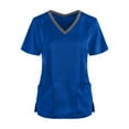 thumbnail image 1 of Women's Short Sleeve Scrub Tops Lightweight Healthcare T Shirts with Pockets V-Neck Regular Fit Uniform Outfits Blouses, 1 of 3