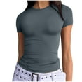 thumbnail image 1 of Women's Short Sleeve Shirts Basic Slim Fit Crop Tops Going Out Tops Summer Tight Tees Y2k Clothes, 1 of 6
