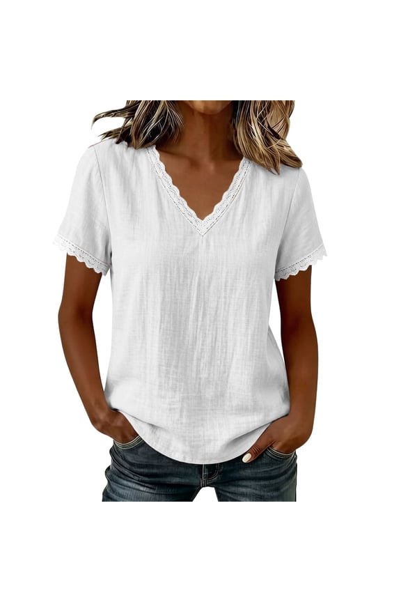 Women's Short Sleeve Shirts Beach T Shirts for Women Short Sleeve Tops Women's Basic T Shirts Oversized Summer Tops for Women Women's Workout Shirt T Shirts for Women Plus Size White L
