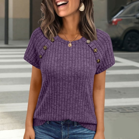 Women's Short Sleeve Shirts Business Casual Blouses Dressy Work Tunic Tops 2026 Spring Summer Sweaters Fashion Clothes Plus Size Tops