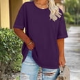 thumbnail image 1 of Women's Short Sleeve Shirts Plus Size 2026 Round Neck Short Sleeved Spring/Summer Basic Shirt Casual Trendy T-Shirt Top, 1 of 5