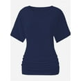 thumbnail image 1 of Women's Short Sleeve Shirts Solid Color Boat Neck Tops V Neck Shirts for Women Dolman Top with Side Shirring Detail, 1 of 5