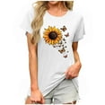 thumbnail image 1 of Women's Short Sleeve Shirts Sunflower Pattern Dressy Casual Summer Tops 2025 Trendy Blouses Cute T-Shirts Outfits Clothes, 1 of 6