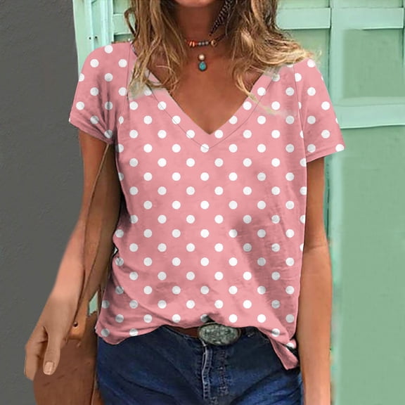 Women's Short Sleeve Shirts V Neck Cute T Shirts for Women Trendy Summer TShirts for Women Graphic Oversized Tee Shirts New Arrivals