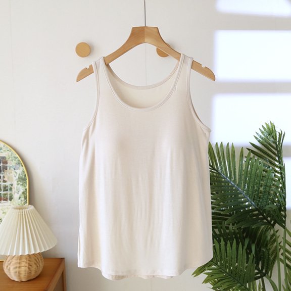 Women's Short Sleeve Sleepshirt Fashion Women Solid Color Round Neck with Chest Cushion Short Nightgown Beige Xl