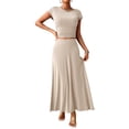 thumbnail image 1 of Women's Short Sleeve Slim Fit Long Dress Set - 92% Viscose, 8% Elastane, 1 of 7